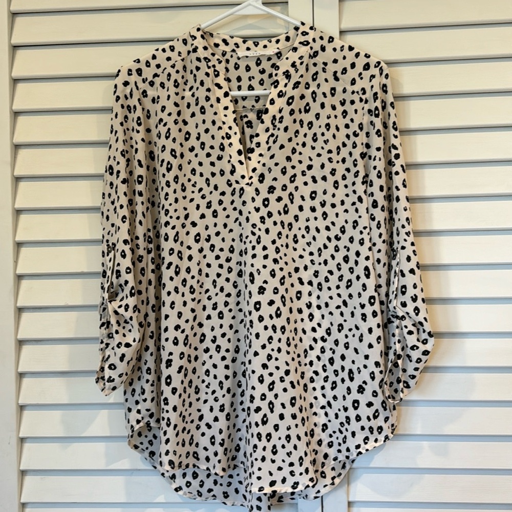 Lush Animal Print Tunic Top with Tab Sleeves